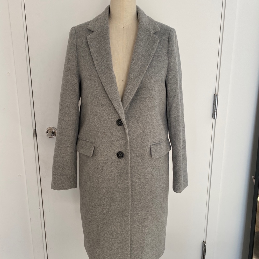 Long light grey tailored coat